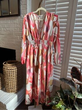 Long Sleeve Smocked V-Neck Maxi Dress